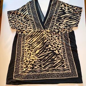 One Clothing animal print double v-neck cool tunic